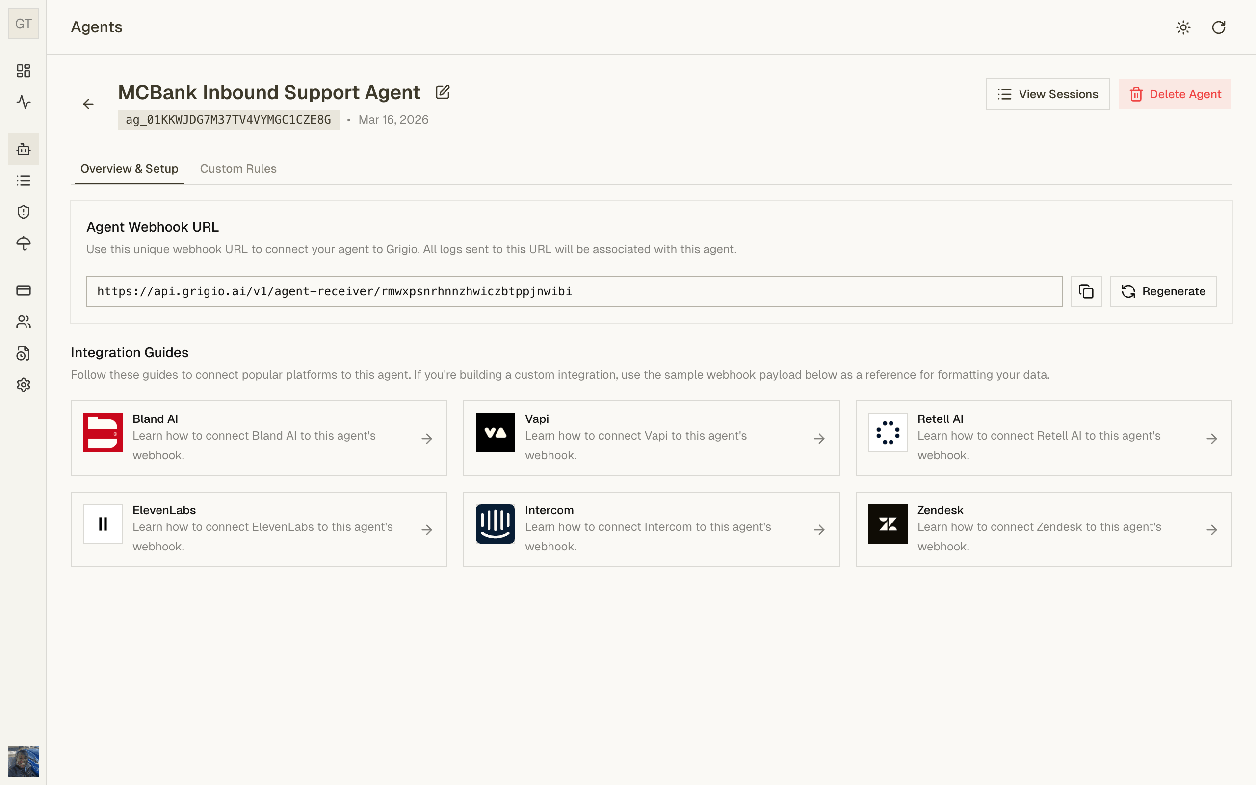 Agent setup screenshot